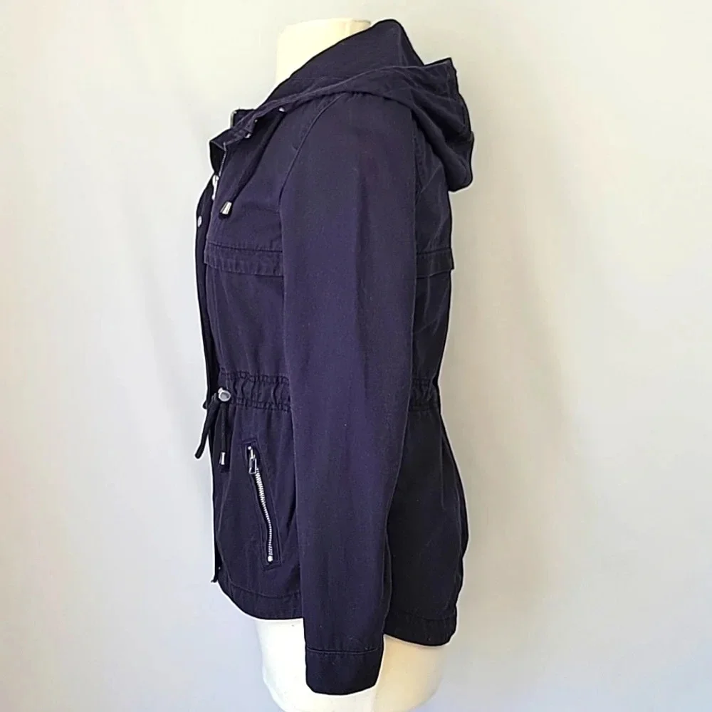 H&M Divided Hooded Anorak Utility Jacket Navy Size 4